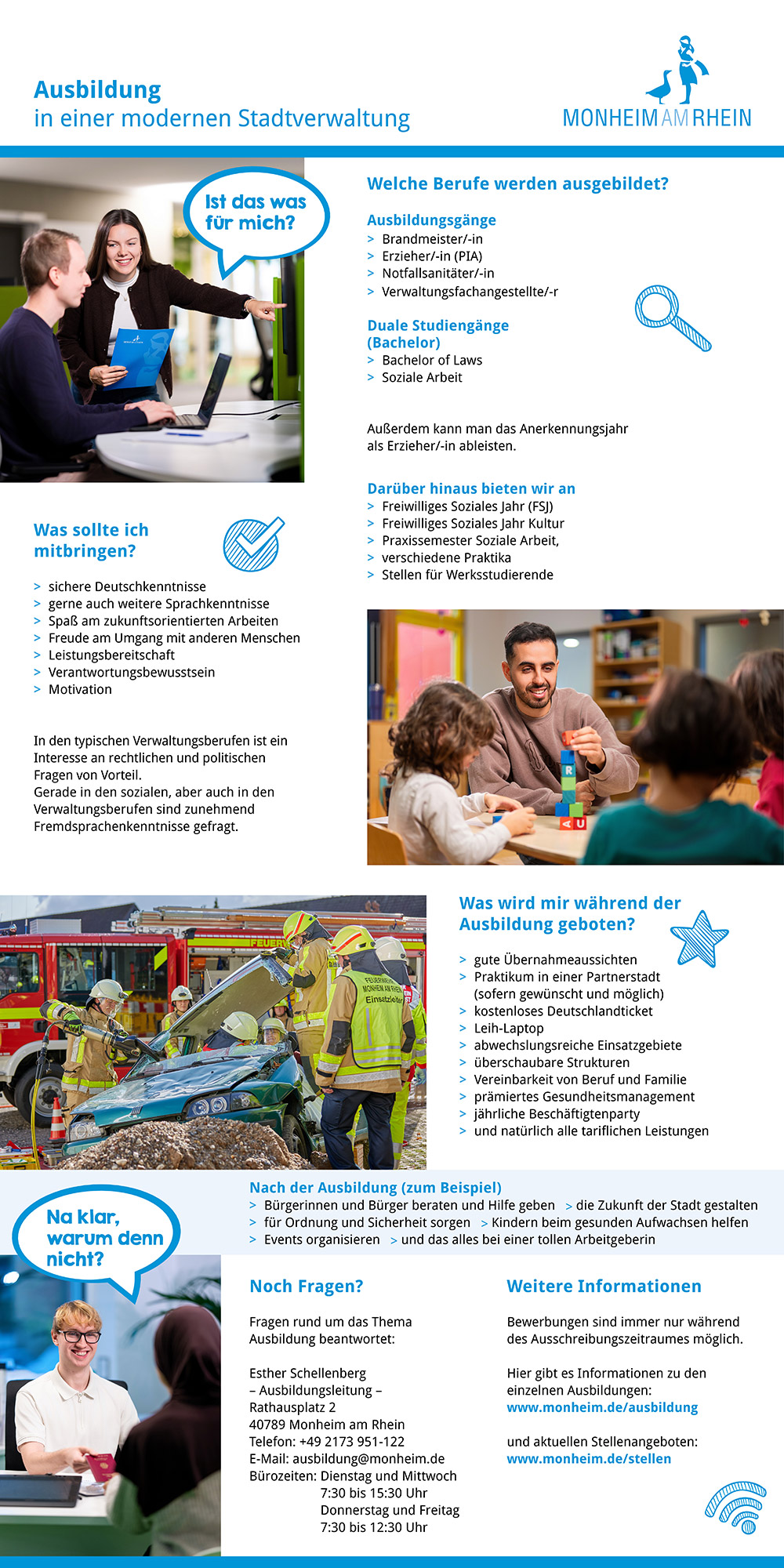Ausbildungsflyer der Stadt Monheim am Rhein